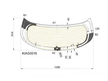 6 599 р. Стекло заднее (Цвет зеленый Обогрев 5D HBK) Kia Rio 11-17 KMK KIAS0018  с доставкой в г. Воронеж. Увеличить фотографию 1