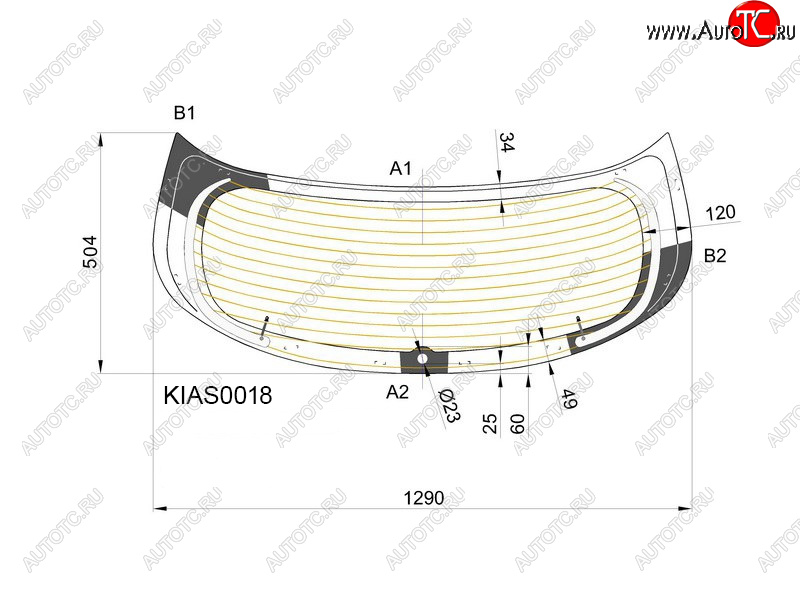 6 599 р. Стекло заднее (Цвет зеленый Обогрев 5D HBK) Kia Rio 11-17 KMK KIAS0018  с доставкой в г. Воронеж