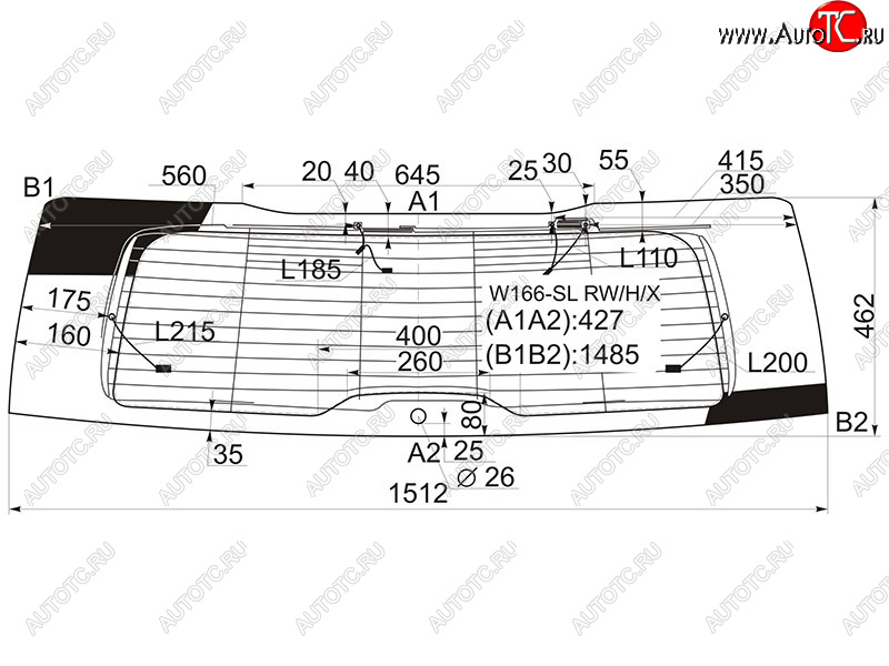 10 999 р. Стекло заднее (Цвет зеленый Обогрев Антенна) Mercedes-Benz GL-Class 12-15  GLS-Class 15-19 XYG W166-SL RW/H/X  с доставкой в г. Воронеж