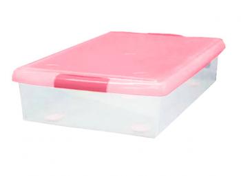 2 869 р. Короб для хранения IRIS THIN BOX 34л, прозрачный-розовый  ug-725p  с доставкой в г. Воронеж. Увеличить фотографию 1