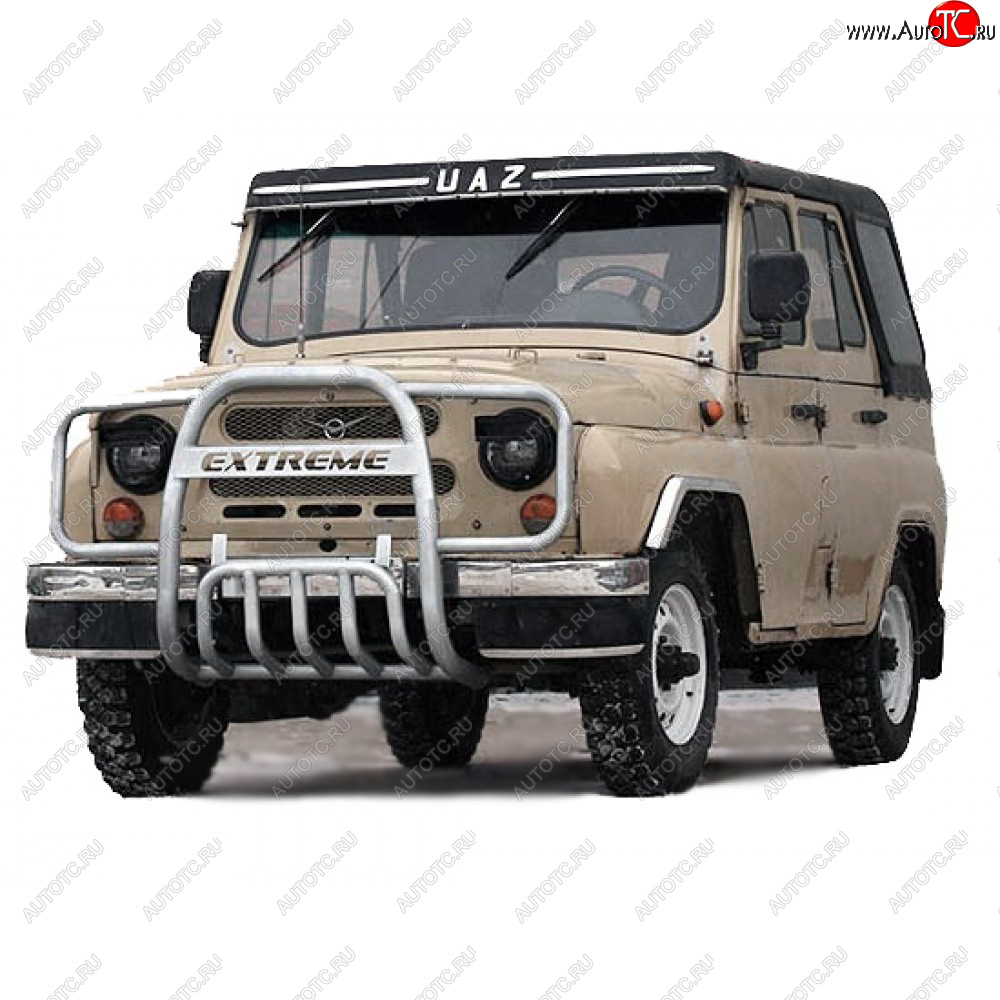 8 699 р. Защита переда с ушами, Техно Сфера Уаз 315195 Хантер (2003-2025) (Белая)  с доставкой в г. Воронеж