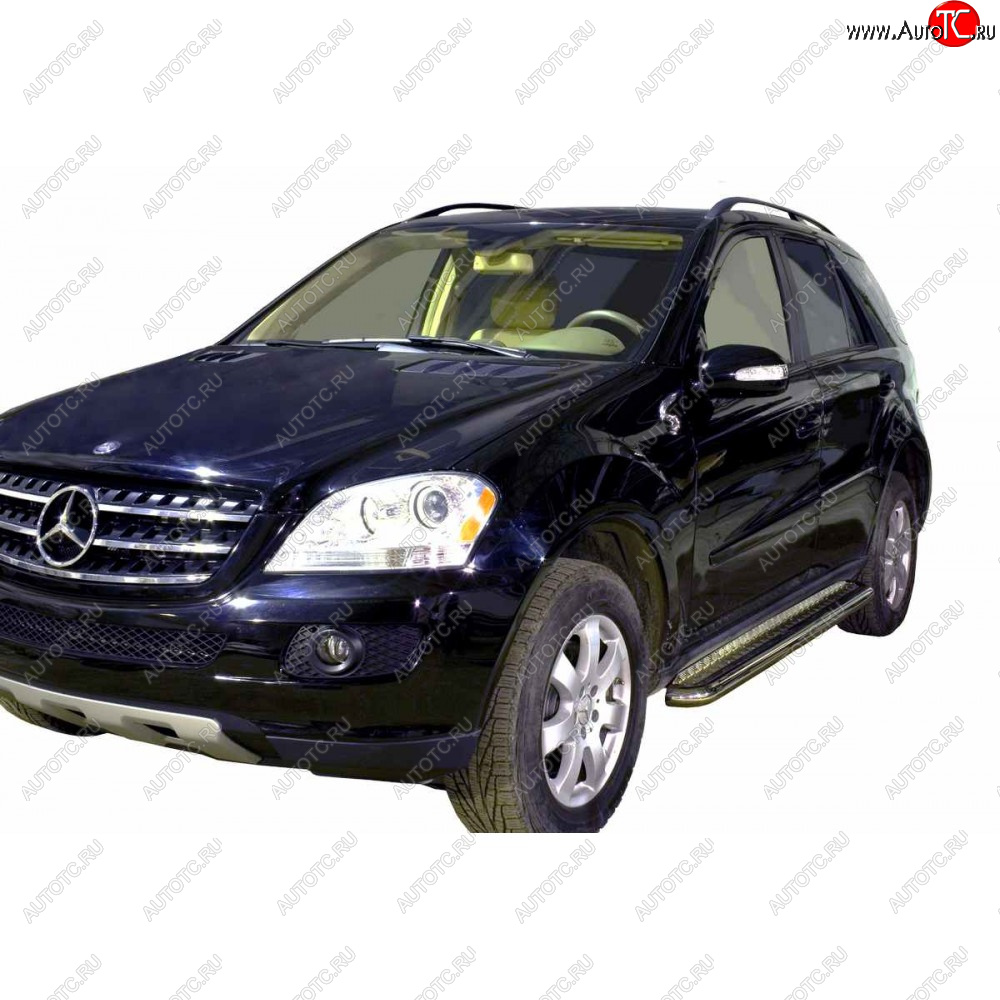 11 699 р. Защита порогов с алюминиевым листом d63.5, Техно Сфера  Mercedes-Benz ML class ( W163,  W164,  W166) (1997-2015) дорестайлинг, рестайлинг (Черный матовый)  с доставкой в г. Воронеж