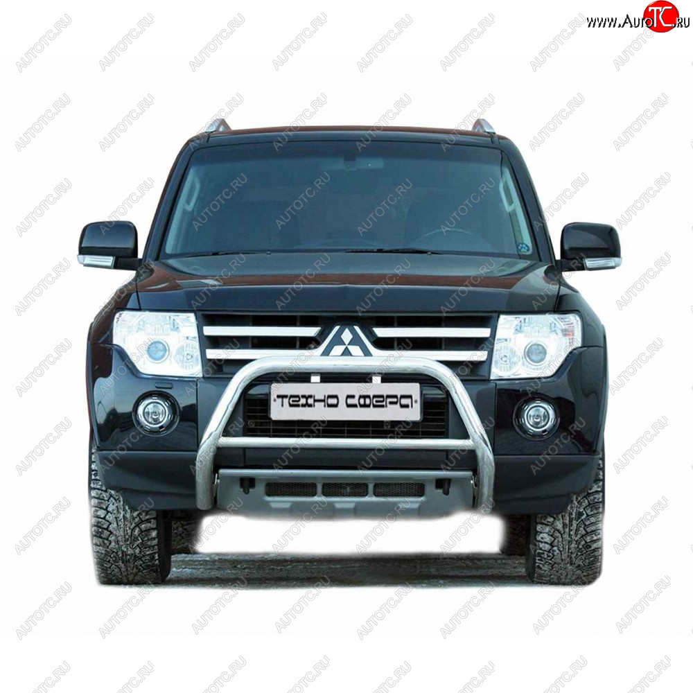 32 999 р. Передок низкий d63.5, Техно Сфера  Mitsubishi Pajero ( 4 V90,  4 V80) (2006-2020) дорестайлинг, 1-ый рестайлинг, 3 дв. 1-ый рестайлинг, 2-ой рестайлинг (Нержавейка)  с доставкой в г. Воронеж