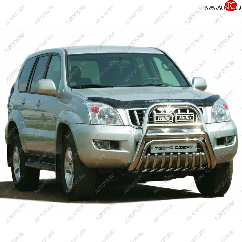 41 999 р.  Передок с защитой двигателя нержавейка d63.5, Техно Сфера  Toyota Land Cruiser Prado  J120 (2002-2009) (Нержавейка)  с доставкой в г. Воронеж