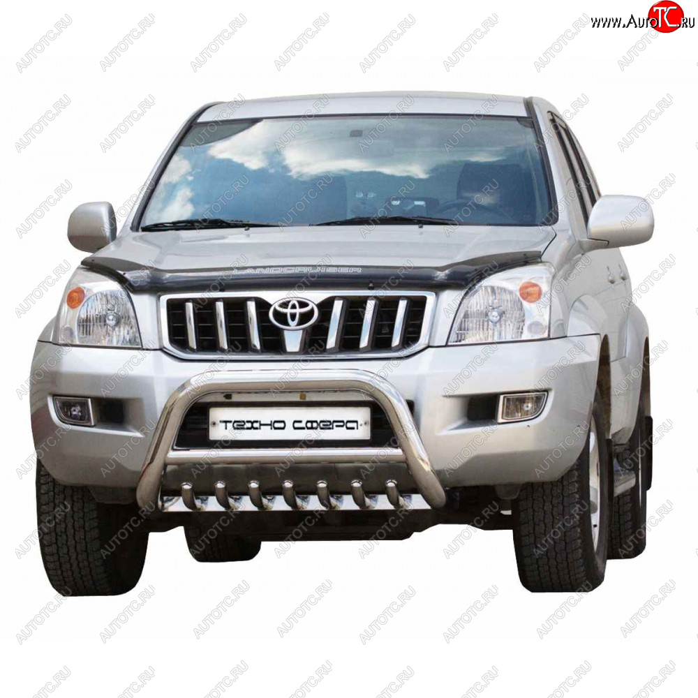 39 999 р. Передок низкий с защитой двигателя d63.5, Техно Сфера  Toyota Land Cruiser Prado  J120 (2002-2009) (Нержавейка)  с доставкой в г. Воронеж