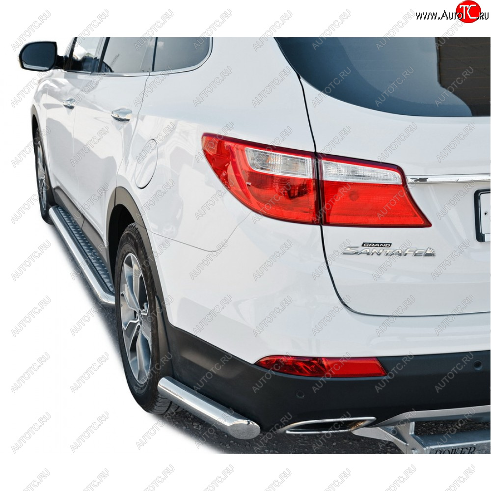 21 999 р. Защита заднего бампера нержавейка(уголки) d63.5, Техно Сфера  Hyundai Grand Santa Fe  1 DM (2013-2018) дорестайлинг, рестайлинг (нержавейка)  с доставкой в г. Воронеж