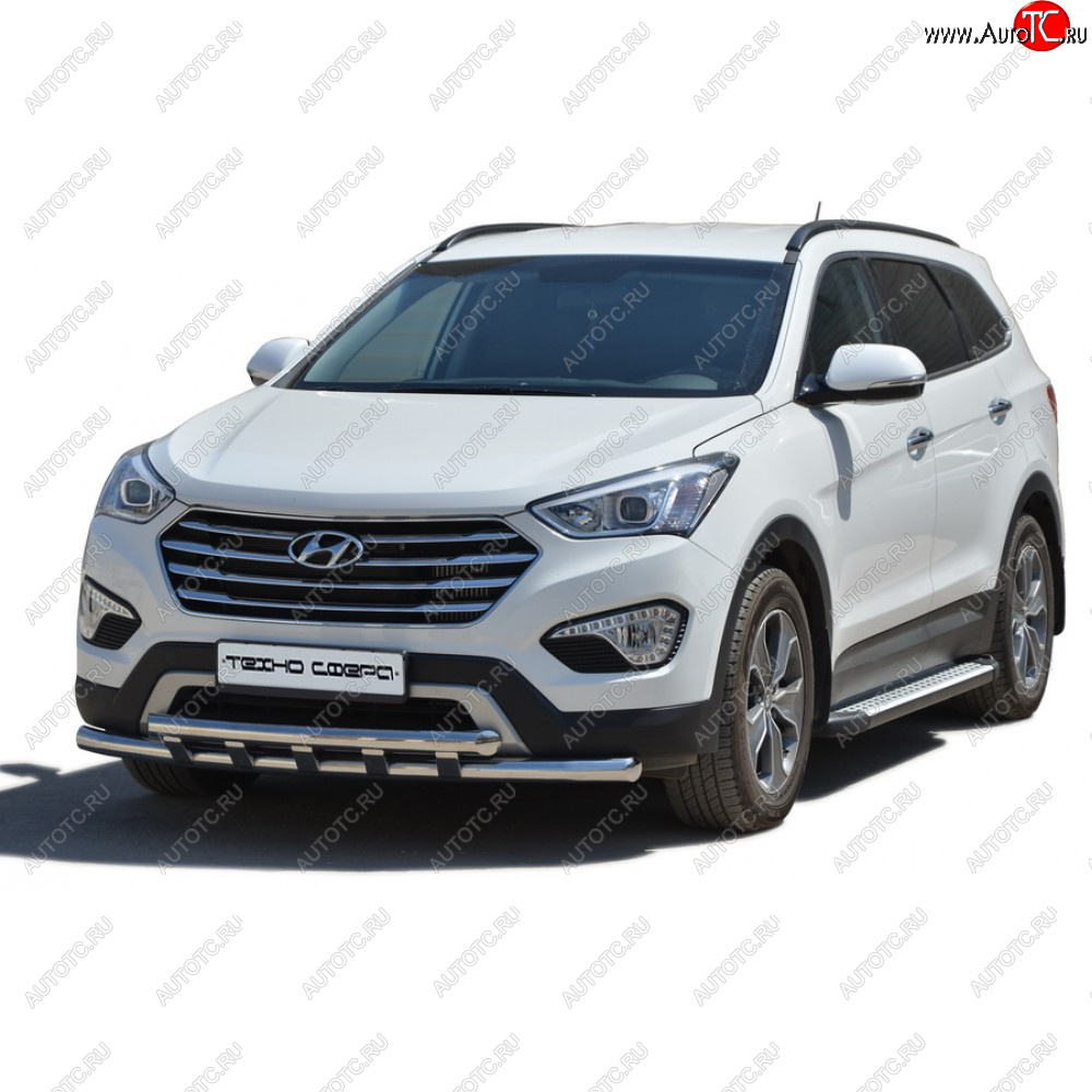 31 999 р. Пороги бумер алюминиевые с резинкой, Техно Сфера  Hyundai Grand Santa Fe  1 DM (2013-2018) дорестайлинг, рестайлинг (Черный глянец)  с доставкой в г. Воронеж