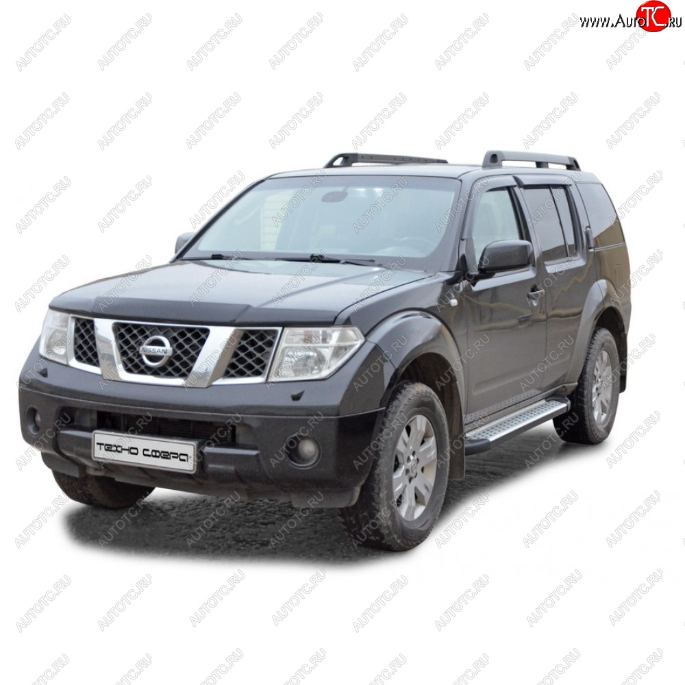 31 999 р. Пороги бумер алюминиевые с резинкой, Техно Сфера Nissan Pathfinder R51 рестайлинг (2009-2014) (Черный глянец)  с доставкой в г. Воронеж