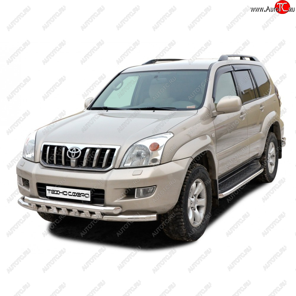 39 999 р. Защита переда труба двойная нержавейка d63,5, Техно Сфера  Toyota Land Cruiser Prado  J120 (2002-2009) (Нержавейка)  с доставкой в г. Воронеж