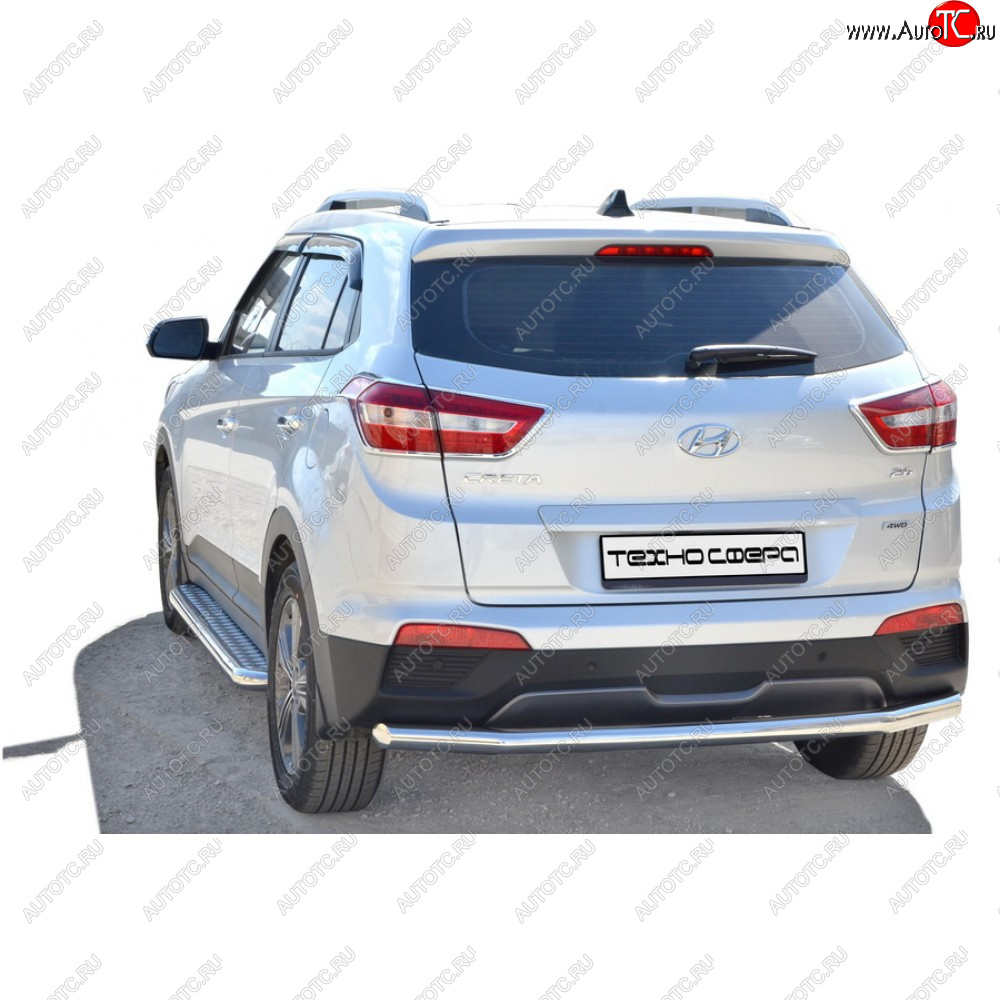 8 799 р. Защита заднего бампера d63,5 Техно Сфера  Hyundai Creta ( GS,  SU) (2015-2022) дорестайлинг, рестайлинг (черный глянцевый)  с доставкой в г. Воронеж