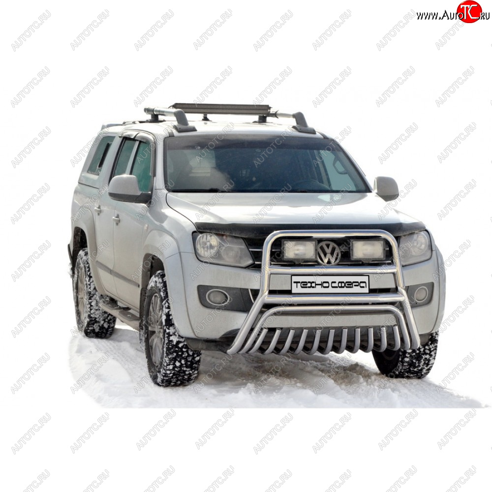 48 899 р. Передок высокий нержавейка d63.5, Техно Сфера  Volkswagen Amarok (2009-2022) дорестайлинг, рестайлинг (Нержавейка)  с доставкой в г. Воронеж