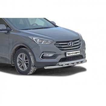 10 899 р. Защита переда труба двойная крашенная d63,5, Техно Сфера Hyundai Santa Fe DM рестайлинг (2015-2019) (Черный глянец)  с доставкой в г. Воронеж. Увеличить фотографию 1