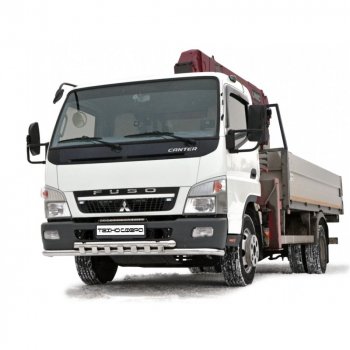 12 699 р. Защита переднего бампера (Труба двойная) Техно Сфера  Mitsubishi Fuso Canter (2000-2025) (белая)  с доставкой в г. Воронеж. Увеличить фотографию 1