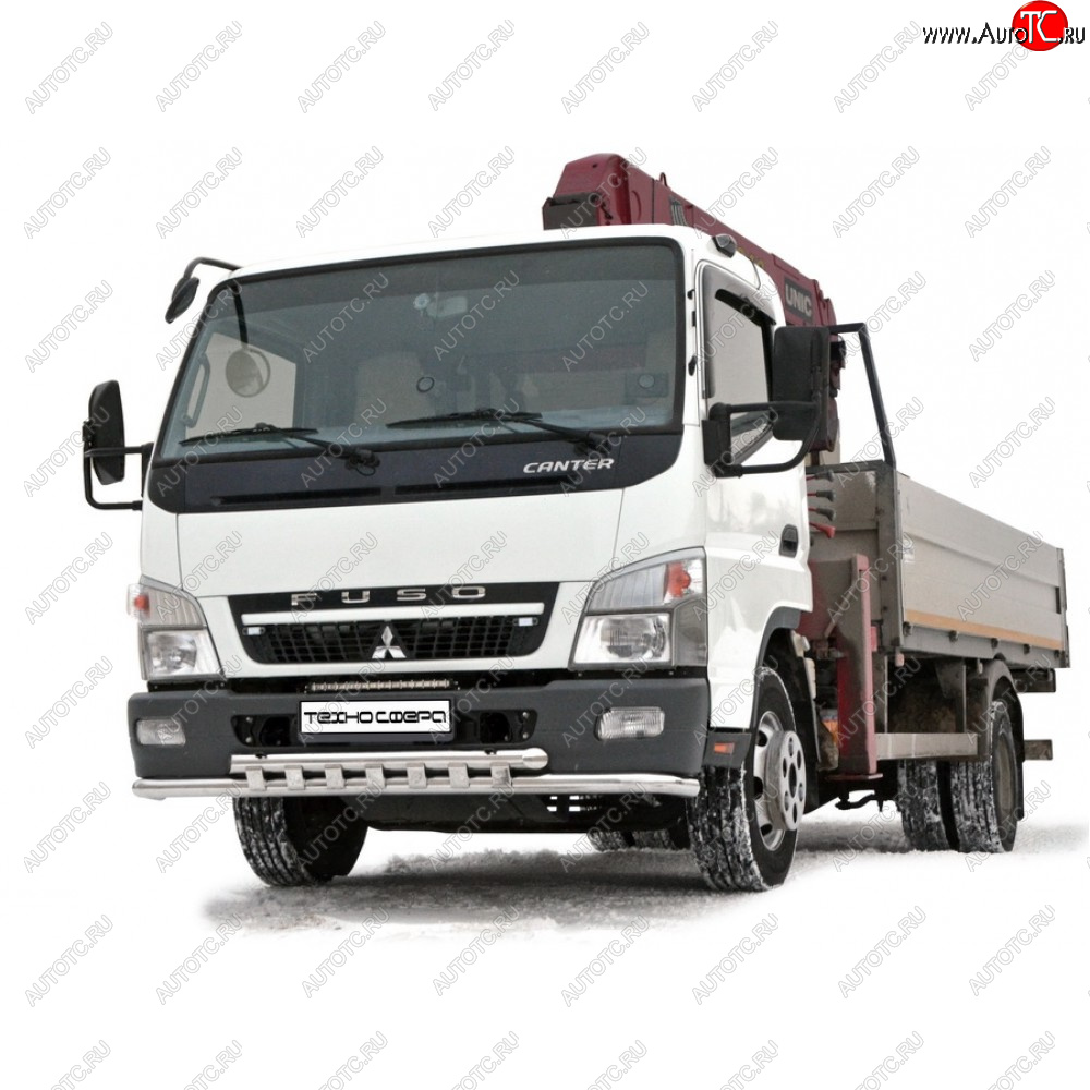 12 699 р. Защита переднего бампера (Труба двойная) Техно Сфера  Mitsubishi Fuso Canter (2000-2025) (белая)  с доставкой в г. Воронеж