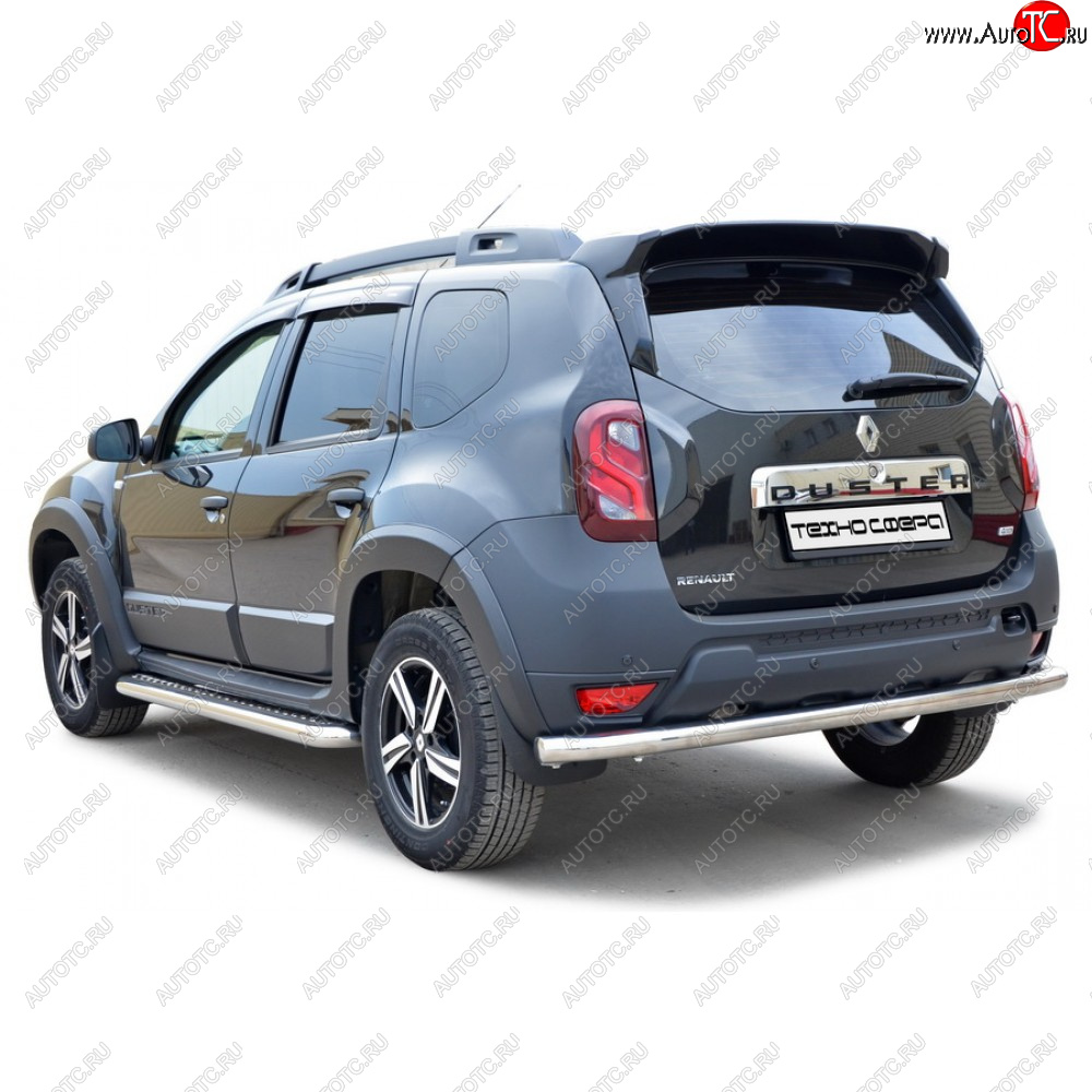 27 899 р. Защита заднего бампера нержавейка (труба) d63.5, Техно Сфера Renault Duster HS рестайлинг (2015-2021) (нержавейка)  с доставкой в г. Воронеж