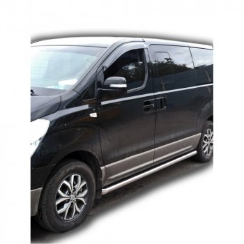 10 899 р. Защита порогов труба крашенная d63,5, Техно Сфера  Hyundai Starex/Grand Starex/H1  TQ (2007-2022) дорестайлинг, рестайлинг, 2-ой рестайлинг (Черный матовый)  с доставкой в г. Воронеж. Увеличить фотографию 1