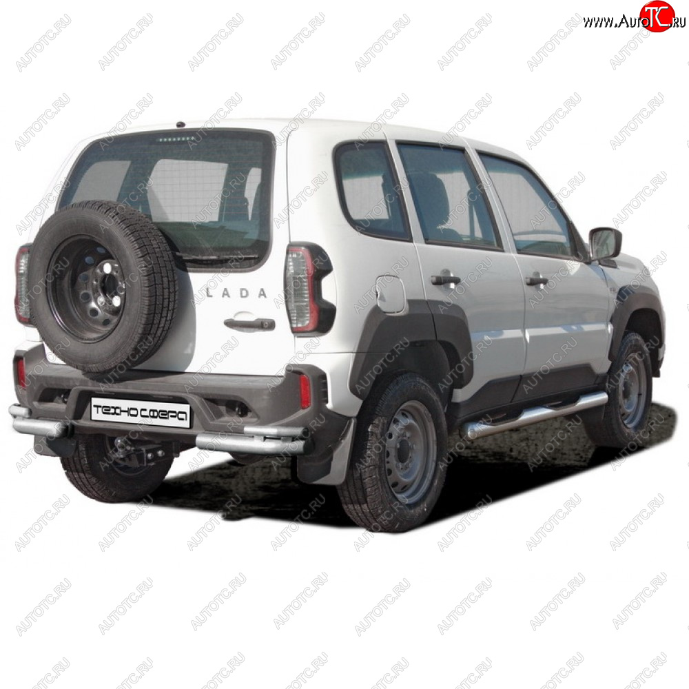 4 999 р. Защита заднего бампера d63.5 (уголки двойные люкс), Техно Сфера  Лада Нива Трэвел (2021-2025) (212300-80)  с доставкой в г. Воронеж