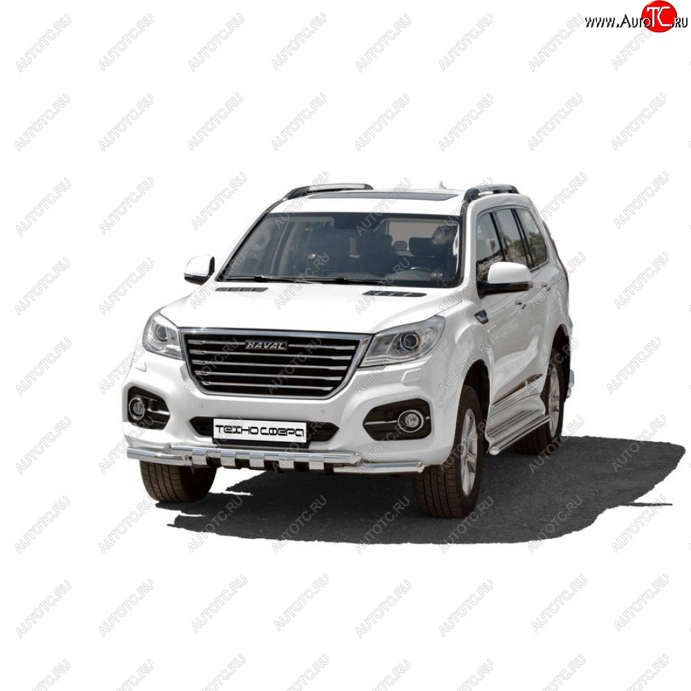 39 799 р. Защита переда нержавейка труба двойная люкс d63.5, Техно Сфера  Haval H9 (2015-2021) дорестайлинг, 1-ый рестайлинг, 2-ой рестайлинг (Нержавейка)  с доставкой в г. Воронеж