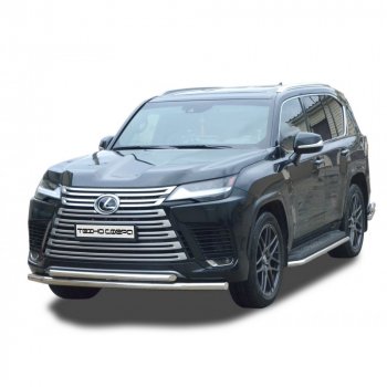 44 999 р. Защита переда труба двойная нержавейка d76, d51, Техно Сфера  Lexus LX600  J310 (2021-2022) (Нержавейка)  с доставкой в г. Воронеж. Увеличить фотографию 1