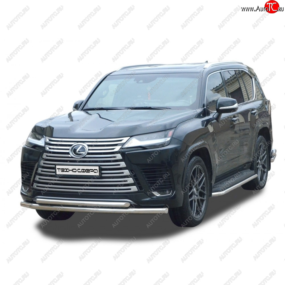 44 999 р. Защита переда труба двойная нержавейка d76, d51, Техно Сфера  Lexus LX600  J310 (2021-2022) (Нержавейка)  с доставкой в г. Воронеж