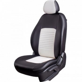 Комплект чехлов для сидений, (РЗСиС 60/40 Илана+Орегон) ТУРИН Lord Autofashion Chevrolet Niva 2123 дорестайлинг (2002-2008) (черный, вставка белая, строчка белая )