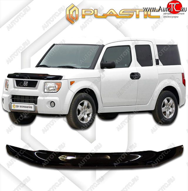 1 999 р. Дефлектор капота CA-Plastic  Honda Element  1 (2003-2008) YH дорестайлинг, YH 1-ый рестайлинг (classic черный, без надписи)  с доставкой в г. Воронеж