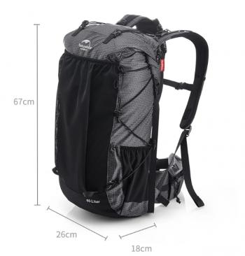 9 299 р. Рюкзак туристический Naturehike 60 л, черный  nh19bp095-b  с доставкой в г. Воронеж. Увеличить фотографию 2