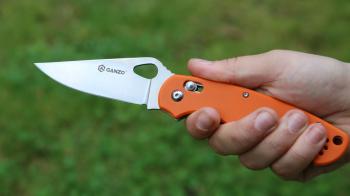 3 379 р. Нож складной GANZO с клипсой, длина клинка 87 мм, сталь 440С, оранжевый  g729-or  с доставкой в г. Воронеж. Увеличить фотографию 9