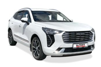 Защита переднего бампера d42+d42 двойная (2WD) Slitkoff Haval Jolion дорестайлинг (2020-2024)