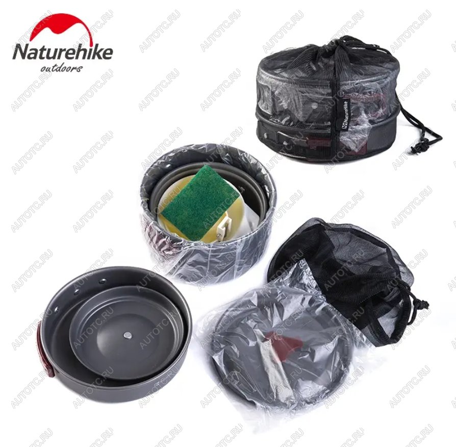 3 199 р. Набор посуды Naturehike туристический 3 в1 (3 миски+половник) (уценка)  nh15t203-g-ca_u  с доставкой в г. Воронеж