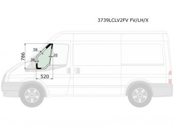 2 059 р. Стекло форточки (Цвет зеленый Без молдинга) Ford Transit 00-14 XYG 3739LCLV2FV FV/LH/X  с доставкой в г. Воронеж. Увеличить фотографию 1