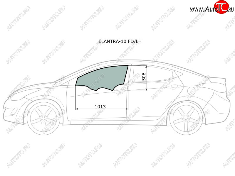 2 599 р. Стекло боковое опускное (Спереди Слева Цвет зеленый) Hyundai Elantra 10-16  Avante 10-15 XYG ELANTRA-10 FD/LH  с доставкой в г. Воронеж