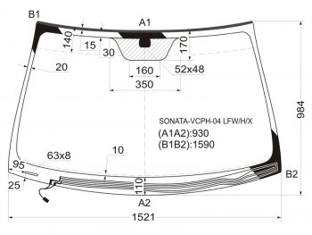7 999 р. Стекло лобовое (Обогрев щеток) Hyundai Sonata 04-10 XYG SONATA-VCPH-04 LFW/H/X  с доставкой в г. Воронеж. Увеличить фотографию 1