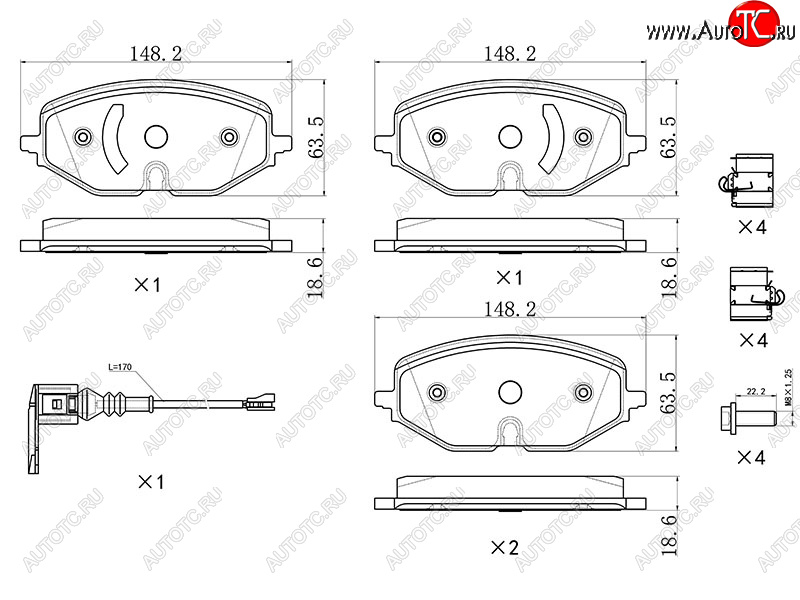 1 789 р. Колодки тормозные перед FL-FR SAT  Skoda Octavia  A8 (2019-2022), Volkswagen Golf  8 (2019-2025) (с датчиком износа и крепления)  с доставкой в г. Воронеж