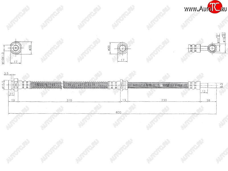 959 р. Шланг тормозной перед (Таиланд) LH=RH SAT  Mitsubishi Outlander ( CU,  CW0W) (2003-2010) дорестайлинг  с доставкой в г. Воронеж