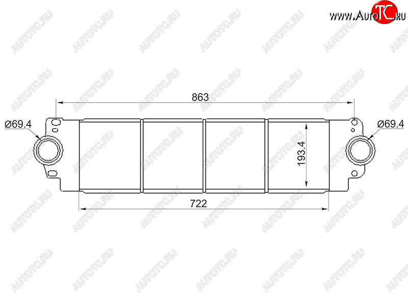 9 999 р. Интеркулер VW TRANSPORTER T5MULTIVAN 03- SAT ST-7H0145804A  с доставкой в г. Воронеж