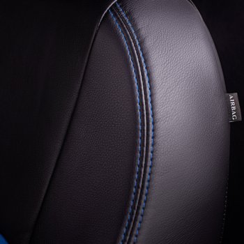 8 999 р. Комплект чехлов для сидений (РЗС 60/40, 3Г Илана+Орегон) ТУРИН Lord Autofashion  Chevrolet Aveo ( T200,  T250) (2002-2011) хэтчбек 5 дв, седан, седан рестайлинг (черный, вставка синяя, строчка синяя)  с доставкой в г. Воронеж. Увеличить фотографию 3