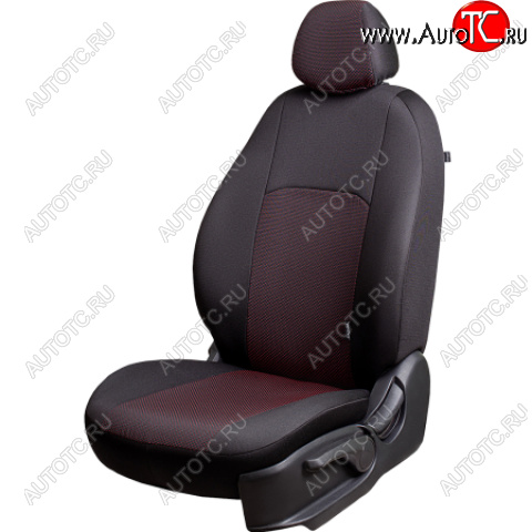 7 299 р. Комплект чехлов для сидений, (РЗС 40/60, 3Г жаккард) Дублин Lord Autofashion  Chevrolet Aveo  T300 (2011-2015) хэтчбек (черный, вставка Ёж Красная, строчка черная)  с доставкой в г. Воронеж