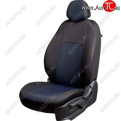 7 299 р. Комплект чехлов для сидений, (РЗС 40/60, 3Г жаккард) Дублин Lord Autofashion  Chevrolet Aveo  T300 (2011-2015) хэтчбек (черный, вставка Ёж Синяя, строчка черная)  с доставкой в г. Воронеж