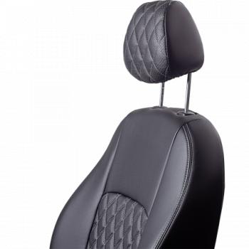 9 699 р. Комплект чехлов для сидений (ЦЗС Илана+Орегон) ТУРИН ст РОМБ Lord Autofashion  Daewoo Nexia  дорестайлинг (1995-2008) (черный, вставка черная+серая, строчка серая)  с доставкой в г. Воронеж. Увеличить фотографию 3