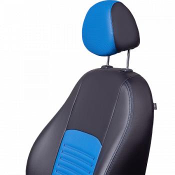 8 999 р. Комплект чехлов для сидений (РЗС 60/40 2Г Илана+Орегон ) ТУРИН СТ Lord Autofashion  Ford Fiesta  6 (2012-2019) седан рестайлинг, хэтчбэк 3 дв. рестайлинг, хэтчбэк 5 дв. рестайлинг (черный, вставка синяя, строчка синяя)  с доставкой в г. Воронеж. Увеличить фотографию 6