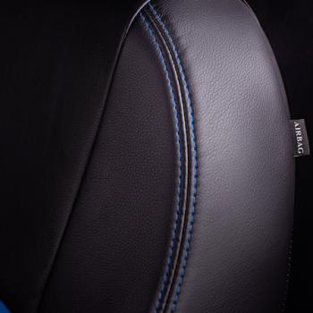 8 999 р. Комплект чехлов для сидений (РЗС 60/40 2Г Илана+Орегон ) ТУРИН СТ Lord Autofashion  Ford Fiesta  6 (2012-2019) седан рестайлинг, хэтчбэк 3 дв. рестайлинг, хэтчбэк 5 дв. рестайлинг (черный, вставка синяя, строчка синяя)  с доставкой в г. Воронеж. Увеличить фотографию 7