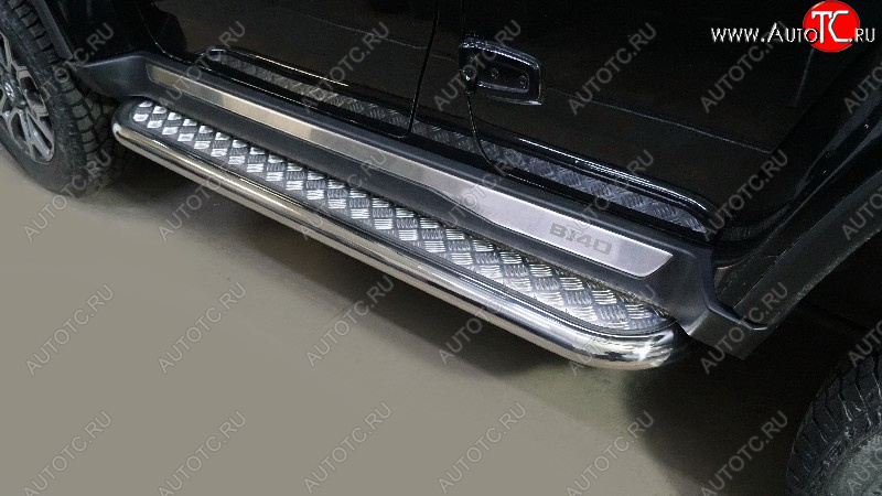 31 899 р. Пороги с площадкой 60,3 мм ТСС Тюнинг BAIC BJ40 (2022-2025) (серые)  с доставкой в г. Воронеж