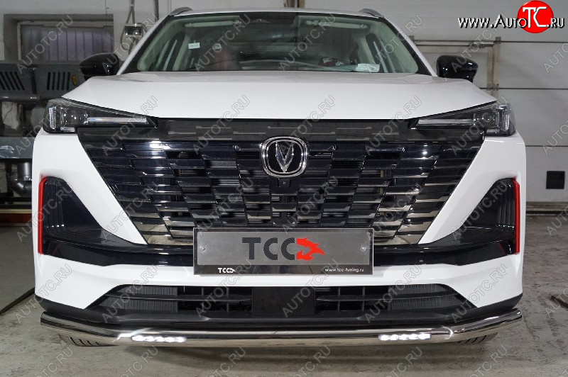 38 299 р. Защита переднего бампера нижняя с ДХО 60,3 мм ТСС Тюнинг Changan CS55 Plus (2021-2025) (нержавейка)  с доставкой в г. Воронеж