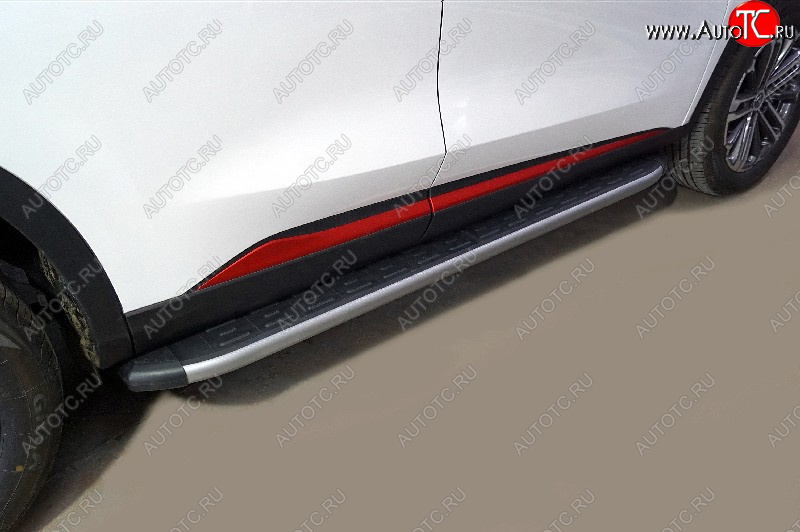 21 999 р. Пороги алюминиевые с пластиковой накладкой, ТСС Тюнинг  Changan CS75 (2018-2022) 1-ый рестайлинг (карбон серебро )  с доставкой в г. Воронеж