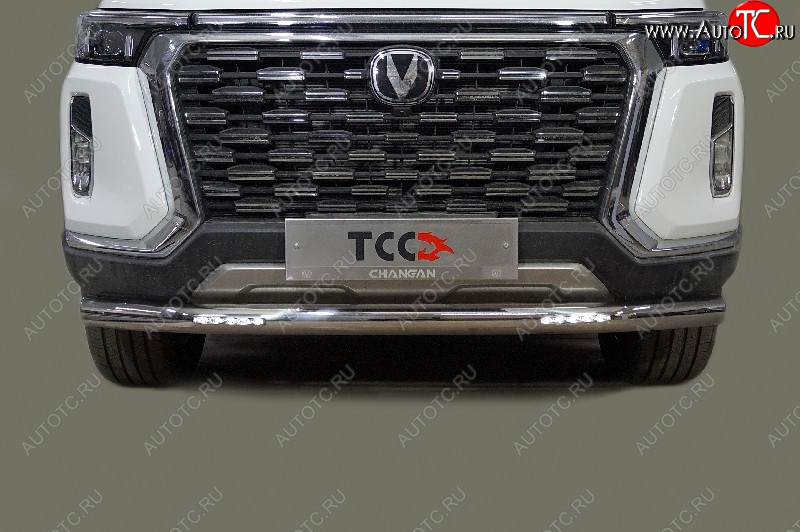 45 799 р. Защита переднего бампера нижняя с ДХО 76,1 мм ТСС Тюнинг  Changan Hunter Plus (2022-2025) пикап (нержавейка)  с доставкой в г. Воронеж