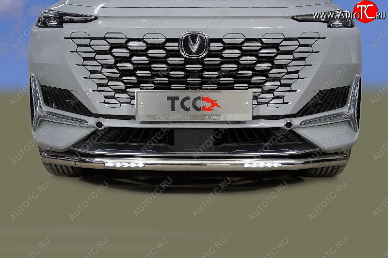 30 549 р. Защита переднего бампера нижняя с ДХО 60,3 мм ТСС Тюнинг  Changan UNI-K (2020-2025) (нержавейка)  с доставкой в г. Воронеж