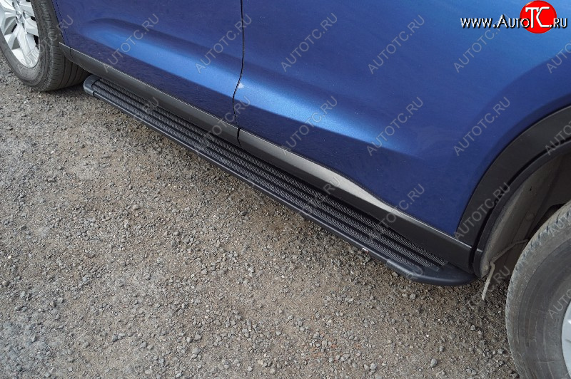21 999 р. Пороги алюминиевые Slim Line ТСС Тюнинг  Renault Sandero Stepway  (B8) (2014-2018) дорестайлинг (Black)  с доставкой в г. Воронеж