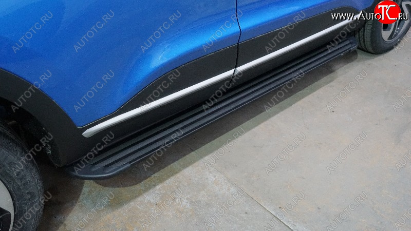 22 999 р. Пороги алюминиевые Slim Line ТСС Тюнинг  Kaiyi X3 Pro (2023-2025) (Black)  с доставкой в г. Воронеж