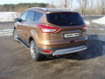 Защита задняя (центральная, нержавейка d75*42 мм) ТСС Тюнинг Ford Kuga 2 дорестайлинг (2013-2016) ()